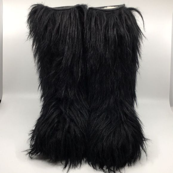 Women's Black Faux Fur Winter Boots - Picture 4 of 16